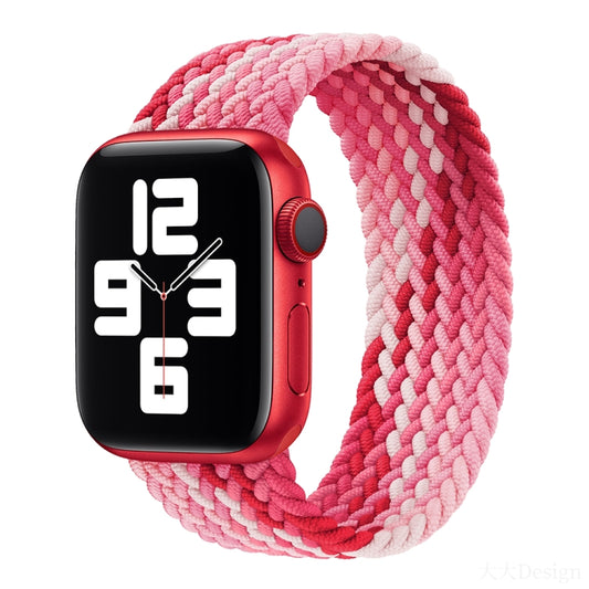 Nylon Single-turn Braided Watch Band For Apple Watch Ultra 49mm&Watch Ultra 2 49mm / Series 9&8&7 45mm / SE 3&SE 2&6&SE&5&4 44mm / 3&2&1 42mm, Length:155mm(Strawberry Red) - Watch Bands by HAWEEL | Online Shopping UK | buy2fix