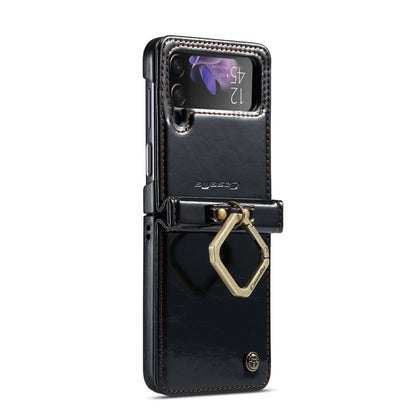 For Samsung Galaxy Z Flip3 5G CaseMe 003 Crazy Horse Texture Leather Phone Case with Lanyard(Black) - Galaxy Phone Cases by CaseMe | Online Shopping UK | buy2fix