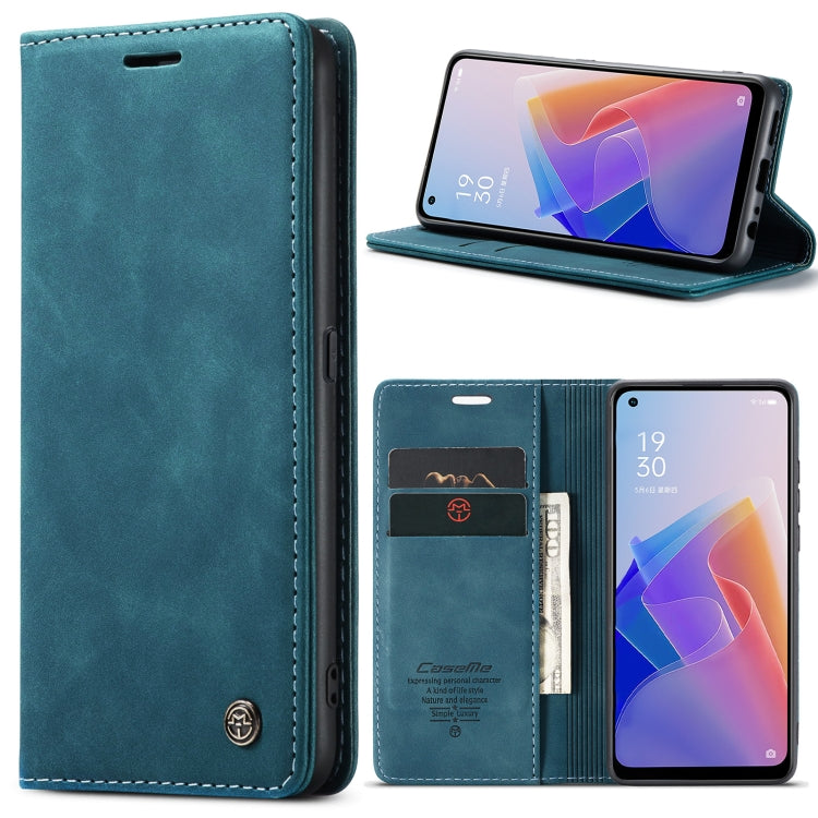 CaseMe 013 Multifunctional Horizontal Flip Leather Phone Case For OPPO Reno7 Z Global/Reno7 Lite Global/Reno8 Lite Global/F21 Pro 5G Global/Reno8 Z Global(Blue) - OPPO Cases by CaseMe | Online Shopping UK | buy2fix