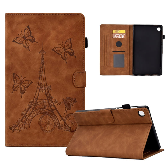 For Samsung Galaxy Tab S6 Lite P610 Tower Embossed Leather Smart Tablet Case(Brown) - Tab S6 Lite P610 / P615 by buy2fix | Online Shopping UK | buy2fix