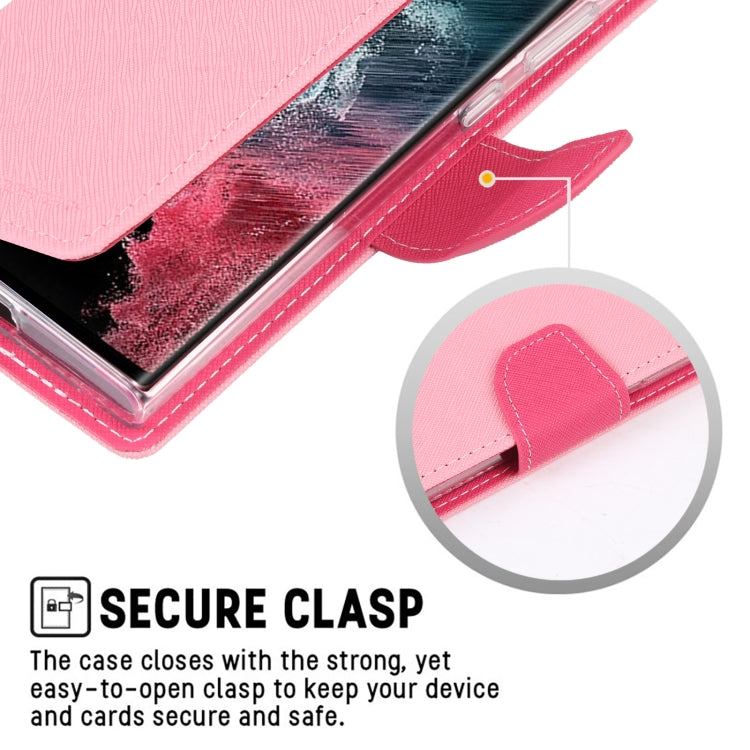 For Samsung Galaxy S23 Ultra 5G GOOSPERY FANCY DIARY Cross Texture Leather Phone Case(Pink) - Galaxy S23 Ultra 5G Cases by GOOSPERY | Online Shopping UK | buy2fix