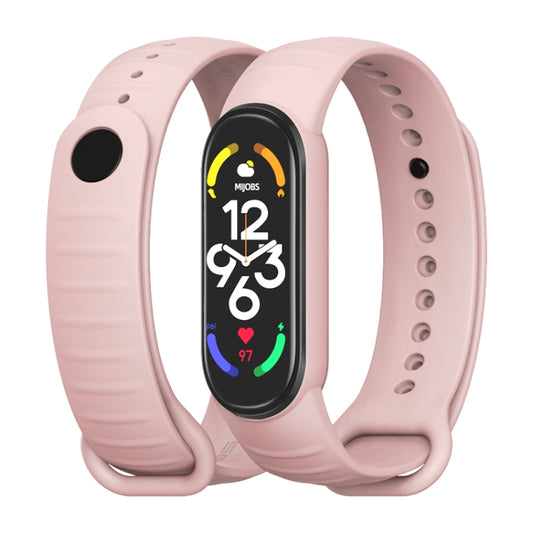 For Xiaomi Mi Band 7 / 6 / 5 MIJOBS Ripple Texture TPU Watch Band(Pink) - Watch Bands by MIJOBS | Online Shopping UK | buy2fix