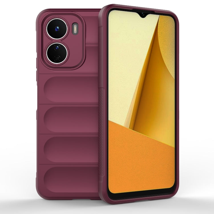 For vivo Y16 4G Global Magic Shield TPU + Flannel Phone Case(Wine Red) - vivo Cases by buy2fix | Online Shopping UK | buy2fix