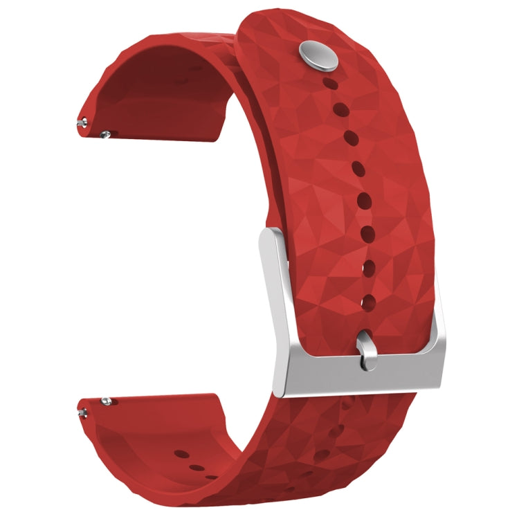 For Suunto 9 Rhombus Texture Silicone Watch Band(Dark Red) -  by buy2fix | Online Shopping UK | buy2fix