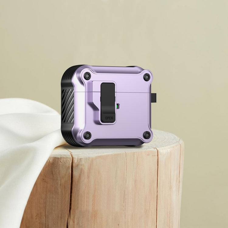 For AirPods 3 Eagle Shockproof Earphone Protective Case with Switch(Purple) - For AirPods 3 by buy2fix | Online Shopping UK | buy2fix