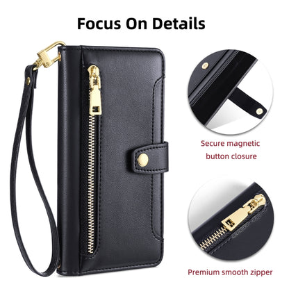 For Ulefone Note 12P Sheep Texture Cross-body Zipper Wallet Leather Phone Case(Black) - Ulefone Cases by buy2fix | Online Shopping UK | buy2fix