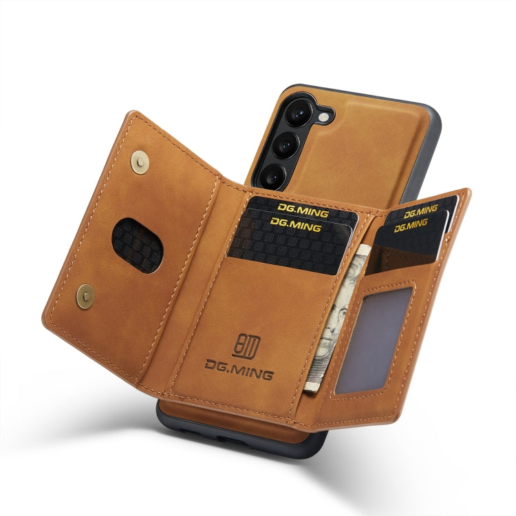 For Samsung Galaxy S23 5G DG.MING M2 Series 3-Fold Multi Card Bag + Phone Case(Brown) - Galaxy S23 5G Cases by DG.MING | Online Shopping UK | buy2fix