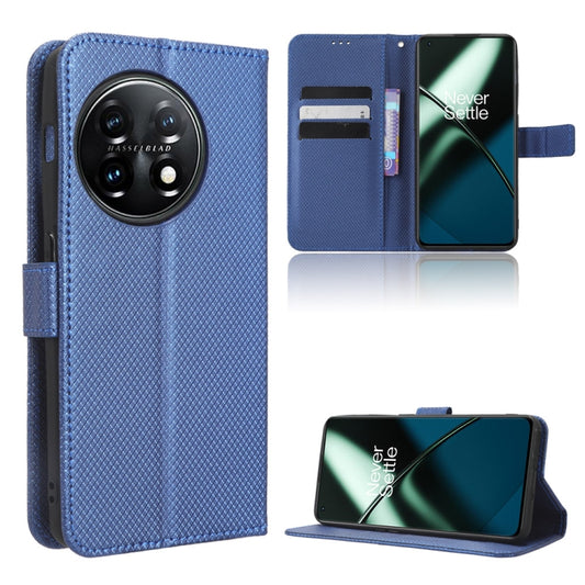 For OnePlus 11 5G Diamond Texture Leather Phone Case(Blue) - OnePlus Cases by buy2fix | Online Shopping UK | buy2fix