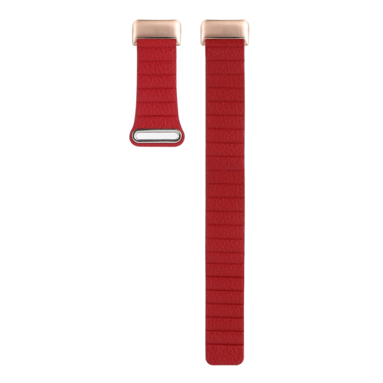 For Fitbit Charge 5 Magnetic Loop Leather Watch Band(Red) - Watch Bands by buy2fix | Online Shopping UK | buy2fix