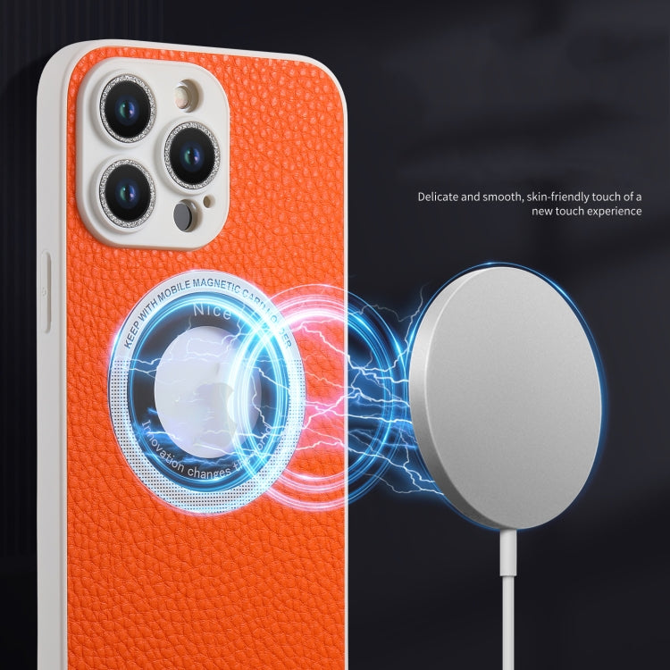 For iPhone 12 Glitter Lens MagSafe Magnetic Phone Case(Orange) - iPhone 12 / 12 Pro Cases by buy2fix | Online Shopping UK | buy2fix