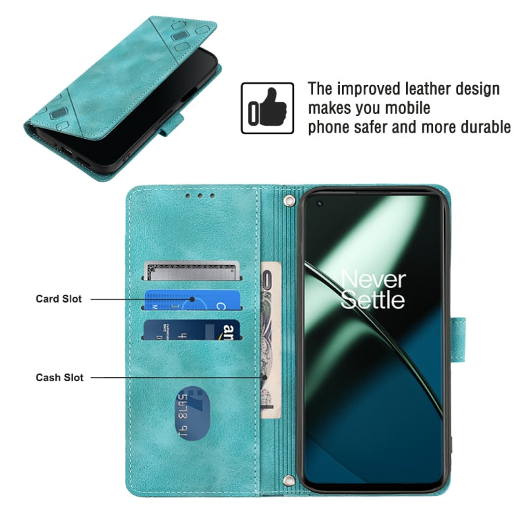 For OnePlus 11 Skin-feel Embossed Leather Phone Case(Green) - OnePlus Cases by buy2fix | Online Shopping UK | buy2fix