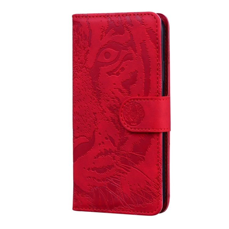 For OnePlus 11 Tiger Embossing Pattern Leather Phone Case(Red) - OnePlus Cases by buy2fix | Online Shopping UK | buy2fix