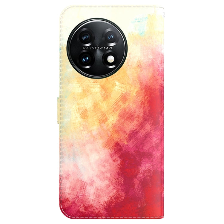 For OnePlus 11 Watercolor Pattern Flip Leather Phone Case(Spring Cherry) - OnePlus Cases by buy2fix | Online Shopping UK | buy2fix