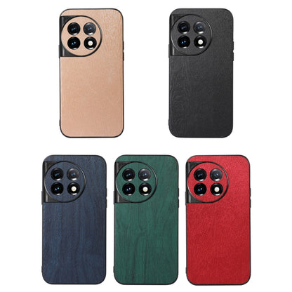 For OnePlus 11 Wood Texture PU Phone Case(Green) - OnePlus Cases by buy2fix | Online Shopping UK | buy2fix