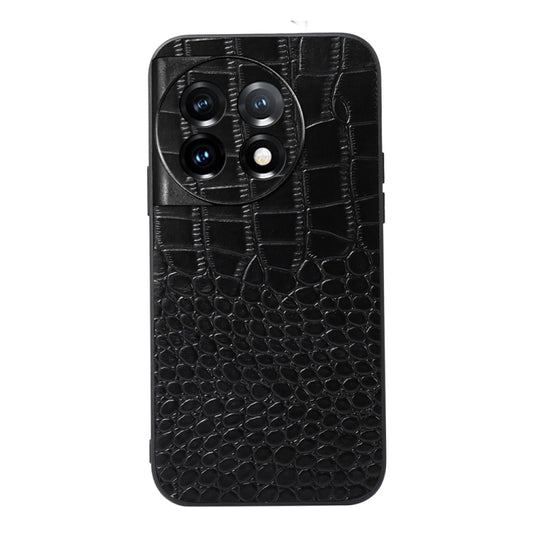 For OnePlus 11 Crocodile Texture Genuine Leather Phone Case(Black) - OnePlus Cases by buy2fix | Online Shopping UK | buy2fix