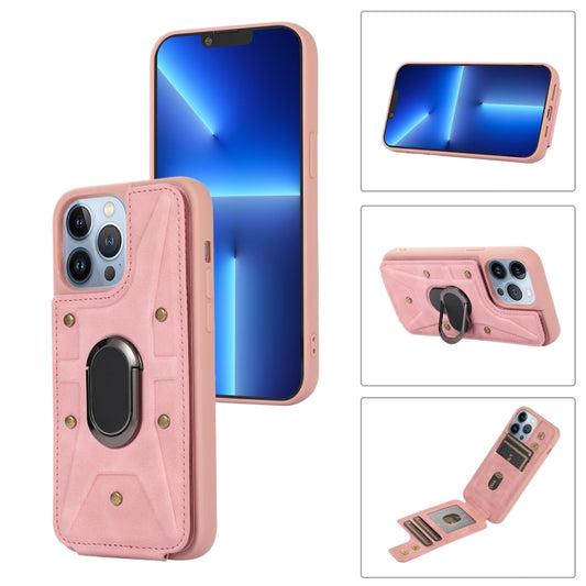 For iPhone 13 Pro Max Armor Ring Wallet Back Cover Phone Case(Pink) - iPhone 13 Pro Max Cases by buy2fix | Online Shopping UK | buy2fix