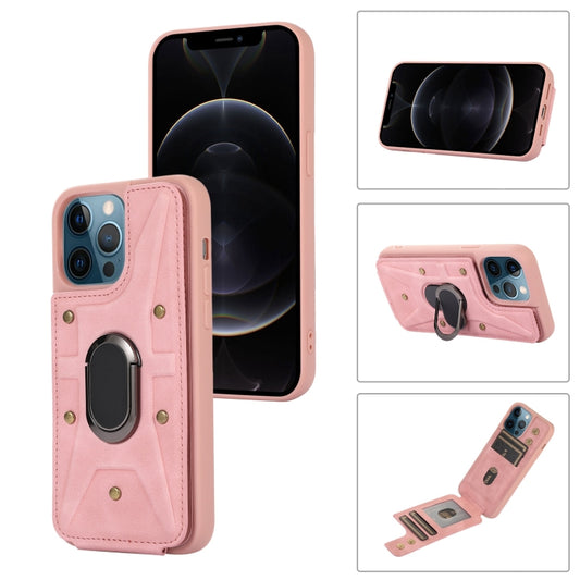 For iPhone 12 / 12 Pro Armor Ring Wallet Back Cover Phone Case(Pink) - iPhone 12 / 12 Pro Cases by buy2fix | Online Shopping UK | buy2fix