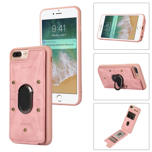 For iPhone SE 2022 / 2020 / 8 / 7 Armor Ring Wallet Back Cover Phone Case(Pink) - iPhone SE 2022 / 2020 / 8 / 7 Cases by buy2fix | Online Shopping UK | buy2fix