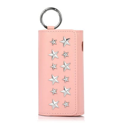 For IQOS ILUMA Pentagram Rivet Leather Texture Flip Electronic Cigarette Storage Bag with Hook(Leather Pink+Silver Pentagram) - E Cigarette Accessories by buy2fix | Online Shopping UK | buy2fix