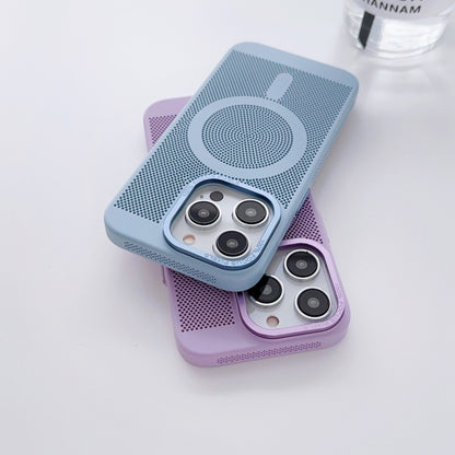 For iPhone 14 Plus Grid Cooling MagSafe Magnetic Phone Case(Sierra Blue) - iPhone 14 Plus Cases by buy2fix | Online Shopping UK | buy2fix