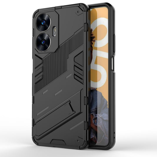 For Realme C55 Punk Armor 2 in 1 PC + TPU Shockproof Phone Case with Invisible Holder(Black) - Realme Cases by buy2fix | Online Shopping UK | buy2fix