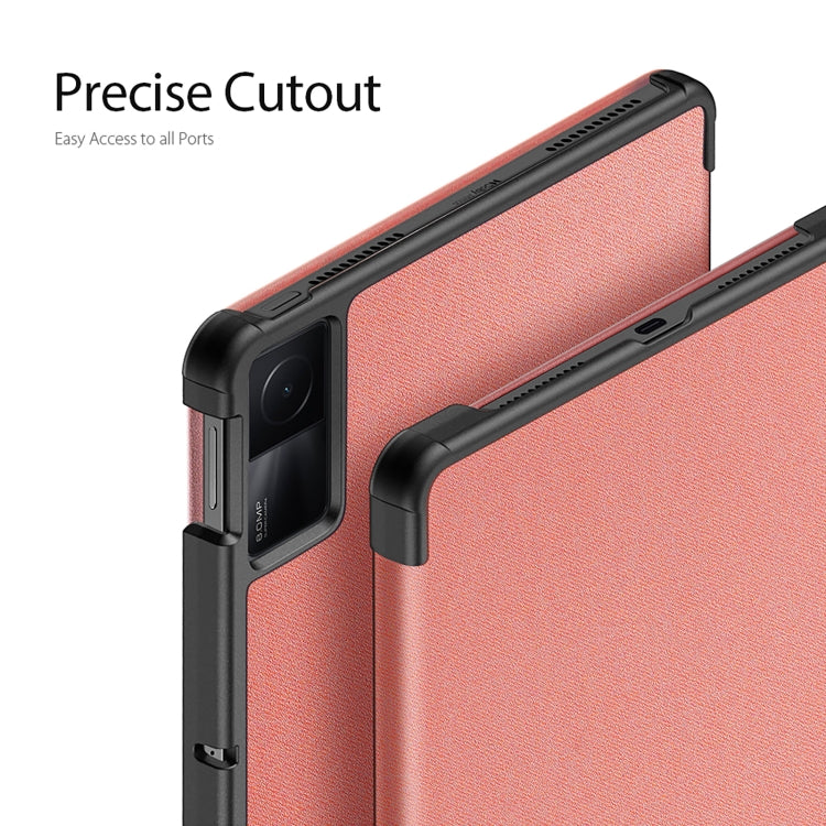 For Xiaomi Redmi Pad SE DUX DUCIS Domo Series Magnetic Flip Leather Tablet Case(Pink) - More Tablet Cases by DUX DUCIS | Online Shopping UK | buy2fix