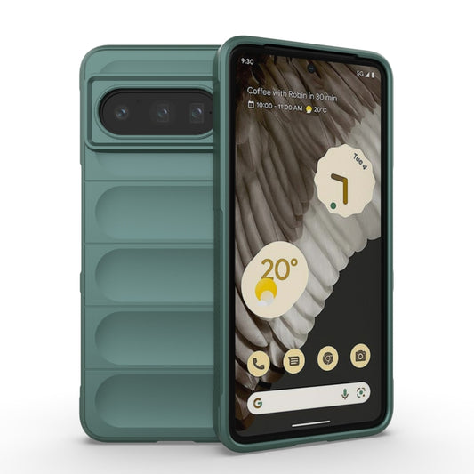 For Google Pixel 8 Pro 5G Magic Shield TPU + Flannel Phone Case(Dark Green) - Google Cases by buy2fix | Online Shopping UK | buy2fix