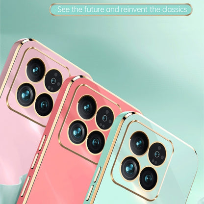 For Xiaomi 14 XINLI Straight Edge 6D Electroplate TPU Phone Case(Mint Green) - 14 Cases by XINLI | Online Shopping UK | buy2fix