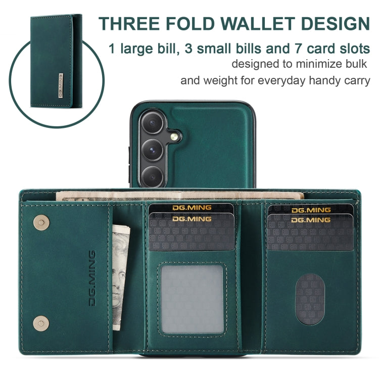 For Samsung Galaxy S24 5G DG.MING M1 Series 3-Fold Multi Card Wallet + Magnetic Phone Case(Green) - Galaxy S24 5G Cases by DG.MING | Online Shopping UK | buy2fix