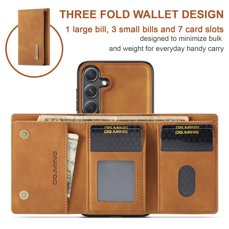 For Samsung Galaxy S24+ 5G DG.MING M1 Series 3-Fold Multi Card Wallet + Magnetic Phone Case(Brown) - Galaxy S24+ 5G Cases by DG.MING | Online Shopping UK | buy2fix