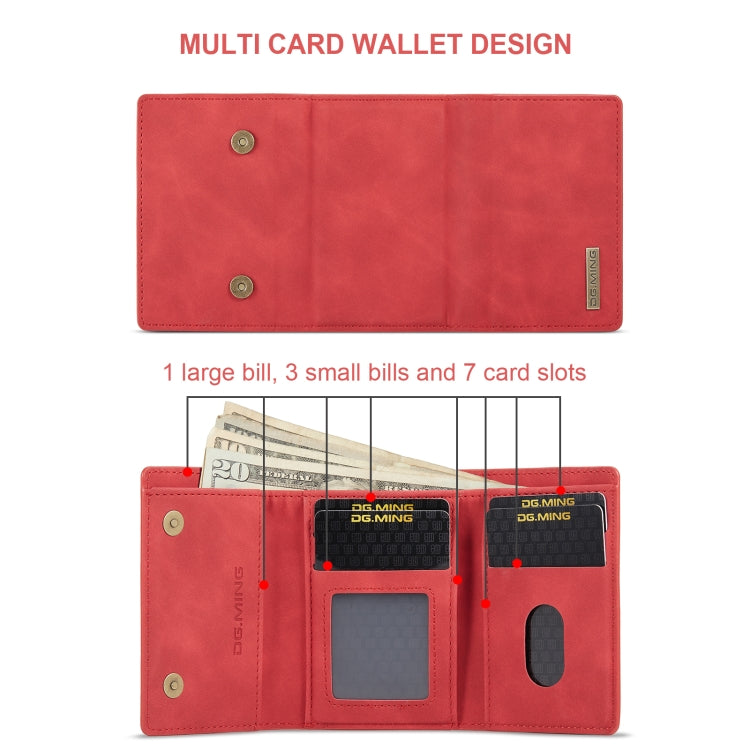 For Samsung Galaxy A15 5G / A15 4G DG.MING M1 Series 3-Fold Multi Card Wallet + Magnetic Phone Case(Red) - Galaxy Phone Cases by DG.MING | Online Shopping UK | buy2fix