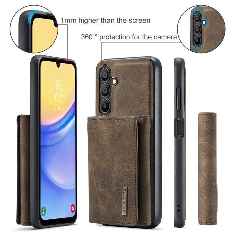 For Samsung Galaxy A15 5G / A15 4G DG.MING M1 Series 3-Fold Multi Card Wallet + Magnetic Phone Case(Coffee) - Galaxy Phone Cases by DG.MING | Online Shopping UK | buy2fix