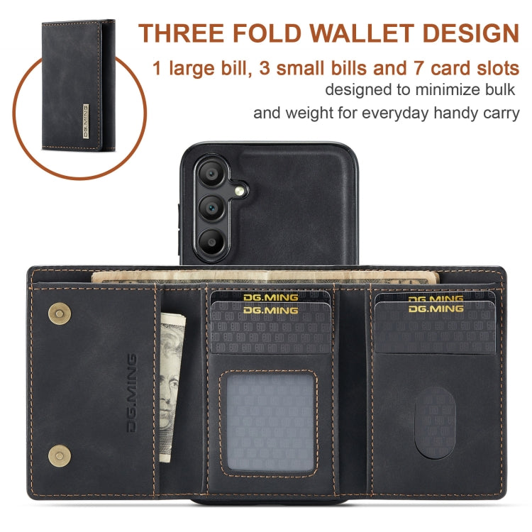 For Samsung Galaxy A15 5G / A15 4G DG.MING M1 Series 3-Fold Multi Card Wallet + Magnetic Phone Case(Black) - Galaxy Phone Cases by DG.MING | Online Shopping UK | buy2fix