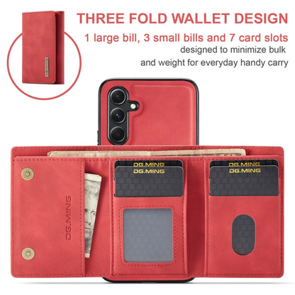 For Samsung Galaxy A35 5G DG.MING M1 Series 3-Fold Multi Card Wallet + Magnetic Phone Case(Red) - Galaxy Phone Cases by DG.MING | Online Shopping UK | buy2fix