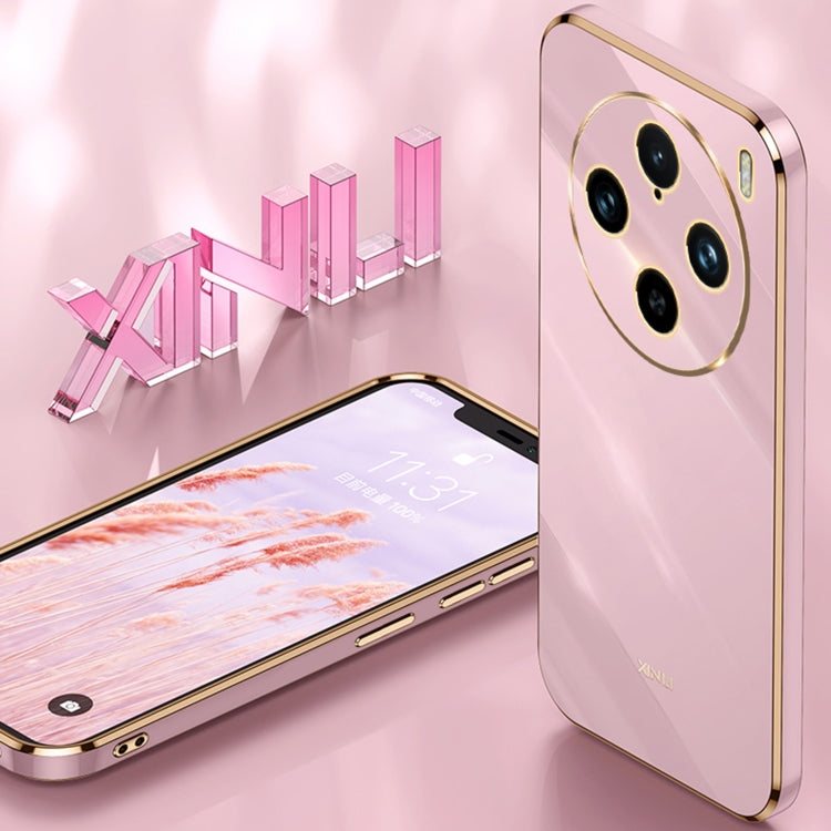 For vivo X100 Pro 5G XINLI Straight Edge 6D Electroplate TPU Phone Case(Pink) - X100 Pro Cases by XINLI | Online Shopping UK | buy2fix