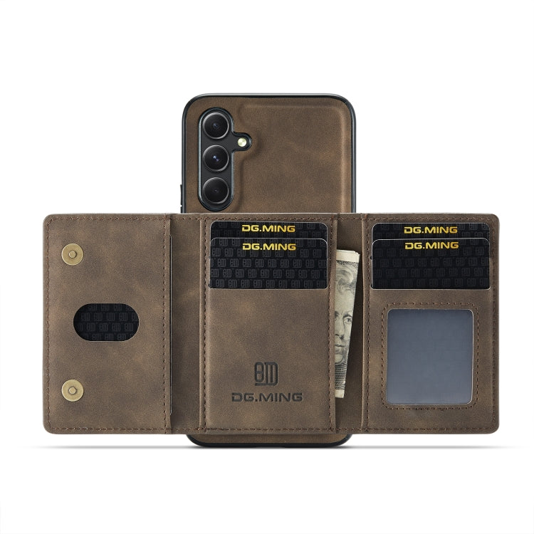 For Samsung Galaxy A34 5G DG.MING M2 Series 3-Fold Multi Card Bag + Magnetic Phone Case(Coffee) - Galaxy Phone Cases by DG.MING | Online Shopping UK | buy2fix