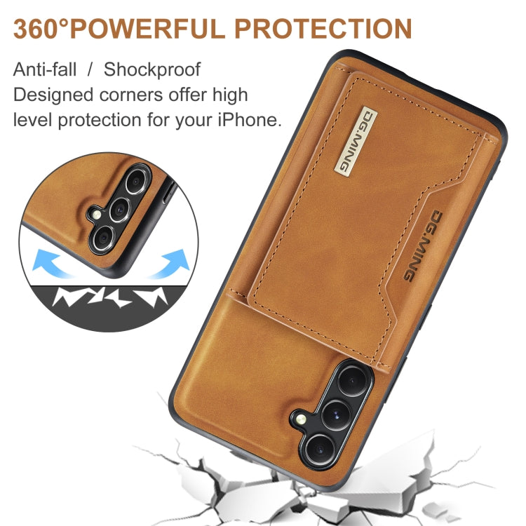 For Samsung Galaxy A35 5G DG.MING M2 Series 3-Fold Multi Card Bag + Magnetic Phone Case(Brown) - Galaxy Phone Cases by DG.MING | Online Shopping UK | buy2fix