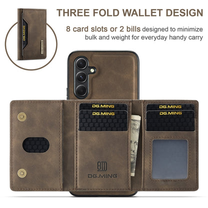 For Samsung Galaxy A35 5G DG.MING M2 Series 3-Fold Multi Card Bag + Magnetic Phone Case(Coffee) - Galaxy Phone Cases by DG.MING | Online Shopping UK | buy2fix