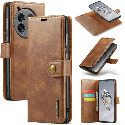 For OnePlus 12 DG.MING Crazy Horse Texture Detachable Magnetic Leather Case(Brown) - OnePlus Cases by DG.MING | Online Shopping UK | buy2fix