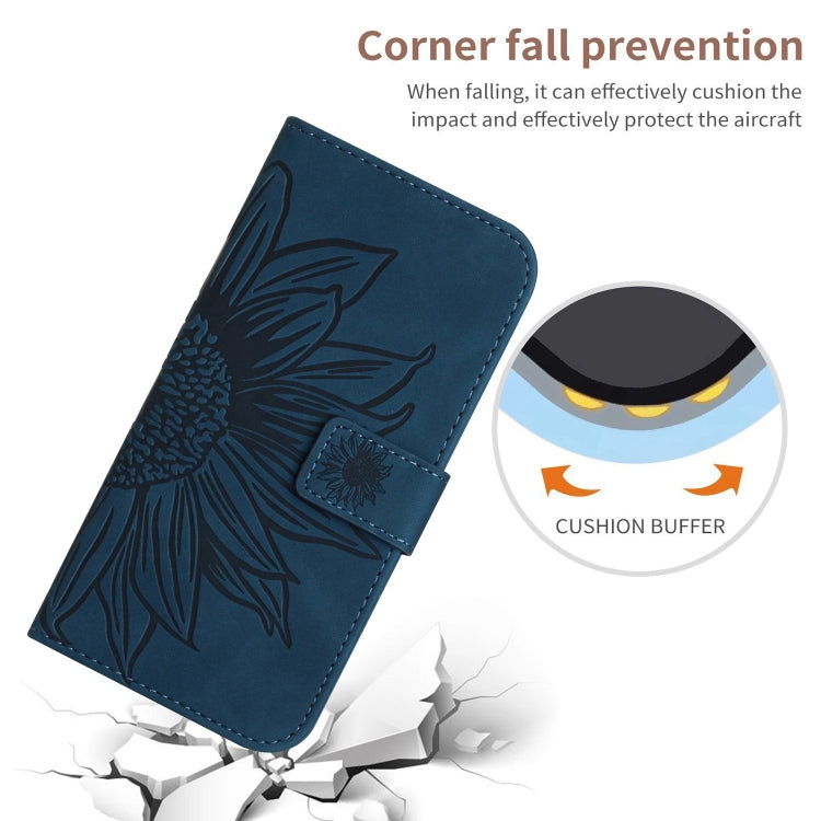 For Xiaomi Redmi 13C 5G Skin Feel Sun Flower Embossed Flip Leather Phone Case with Lanyard(Inky Blue) - 13C Cases by buy2fix | Online Shopping UK | buy2fix