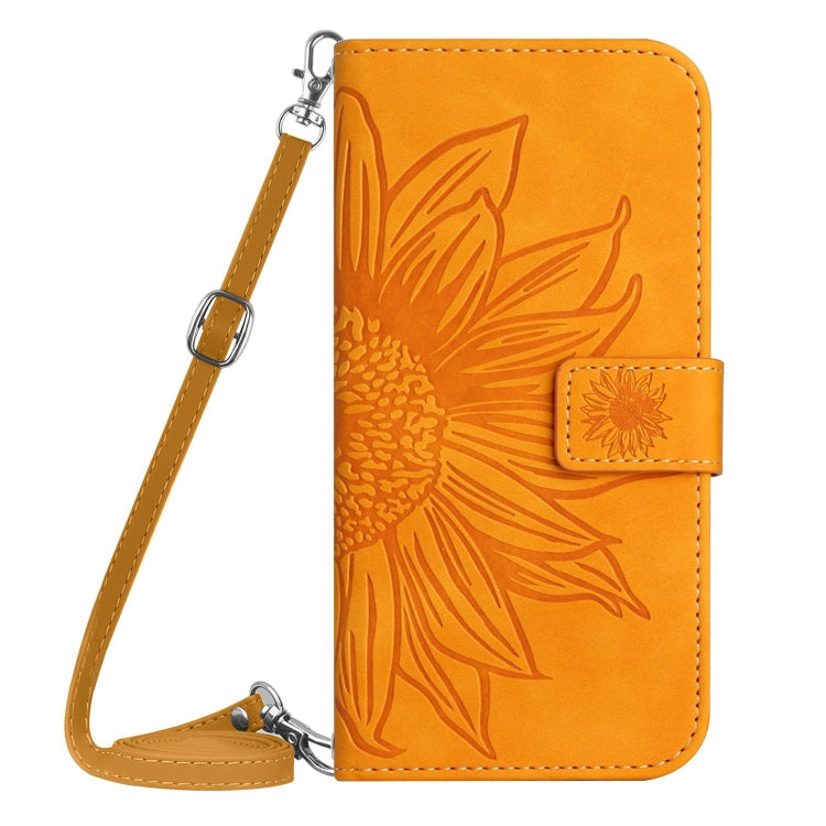 For Xiaomi Redmi 13C 5G Skin Feel Sun Flower Embossed Flip Leather Phone Case with Lanyard(Yellow) - 13C Cases by buy2fix | Online Shopping UK | buy2fix