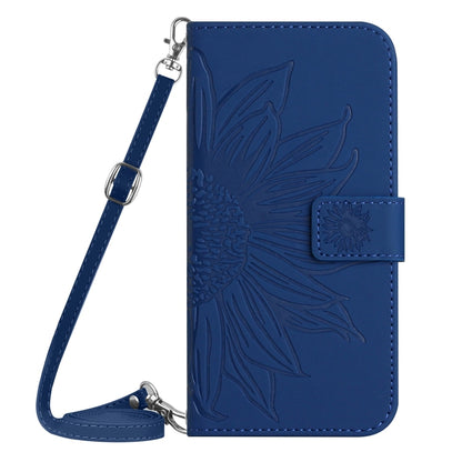 For Xiaomi 14 Ultra Skin Feel Sun Flower Embossed Flip Leather Phone Case with Lanyard(Dark Blue) - 14 Ultra Cases by buy2fix | Online Shopping UK | buy2fix