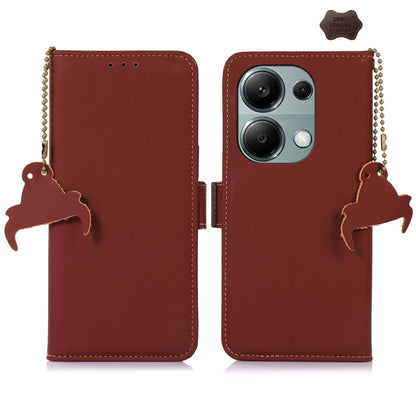 For Xiaomi Redmi Note 13 Pro 4G / POCO M6 Pro 4G Genuine Leather Magnetic RFID Leather Phone Case(Coffee) - Note 13 Pro Cases by buy2fix | Online Shopping UK | buy2fix