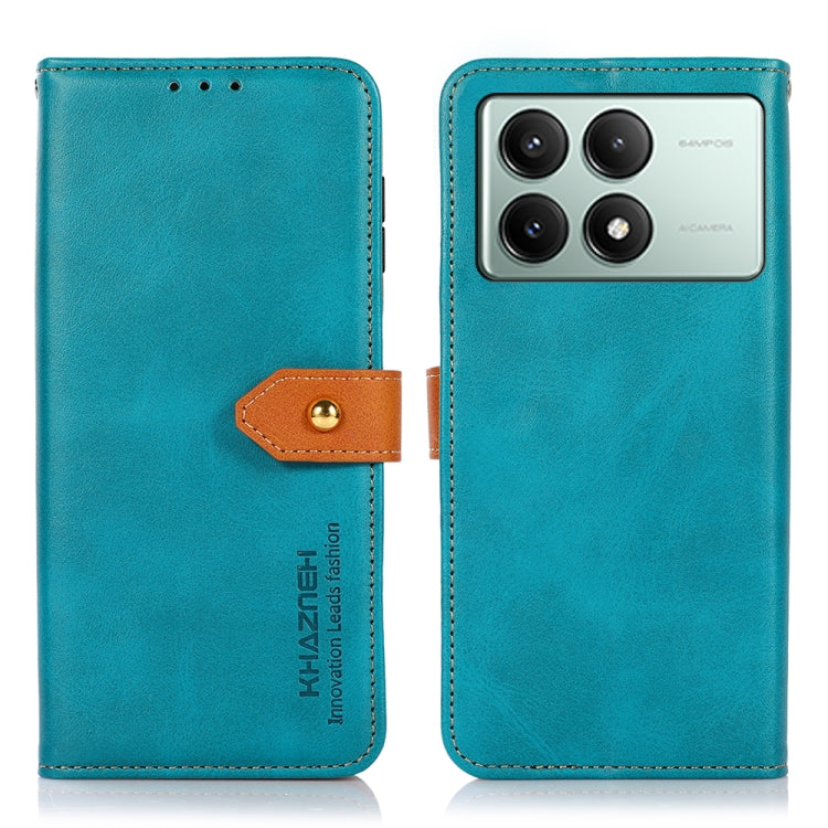 For Xiaomi Redmi K70E / POCO X6 Pro KHAZNEH Cowhide Texture Flip Leather Phone Case(Blue) - K70E Cases by buy2fix | Online Shopping UK | buy2fix