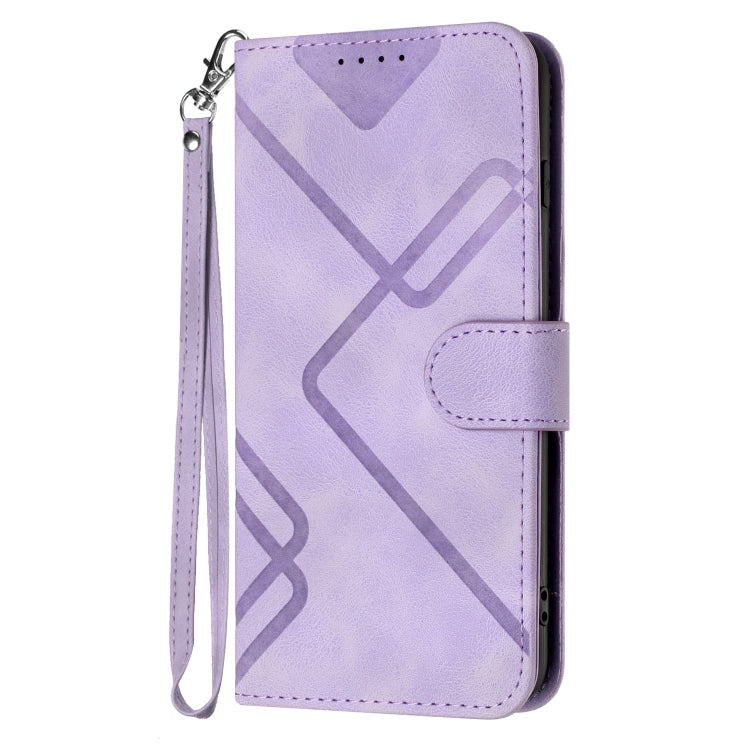 For OnePlus 11 Line Pattern Skin Feel Leather Phone Case(Light Purple) - OnePlus Cases by buy2fix | Online Shopping UK | buy2fix