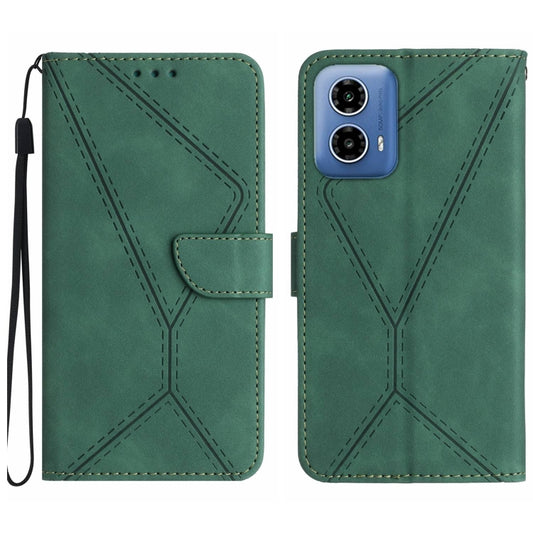 For Motorola Moto G04 / G24 Stitching Embossed Leather Phone Case(Green) - Motorola Cases by buy2fix | Online Shopping UK | buy2fix