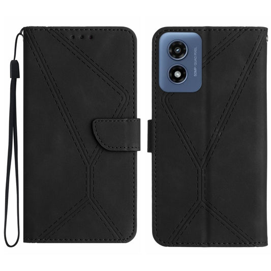 For Motorola Moto G Play 5G 2024 Stitching Embossed Leather Phone Case(Black) - Motorola Cases by buy2fix | Online Shopping UK | buy2fix