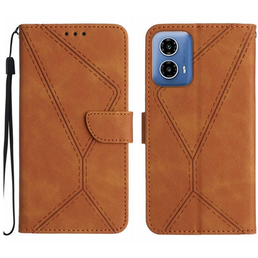 For Motorola Edge 5G 2024 Stitching Embossed Leather Phone Case(Brown) - Motorola Cases by buy2fix | Online Shopping UK | buy2fix