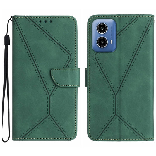 For Motorola Edge 5G 2024 Stitching Embossed Leather Phone Case(Green) - Motorola Cases by buy2fix | Online Shopping UK | buy2fix