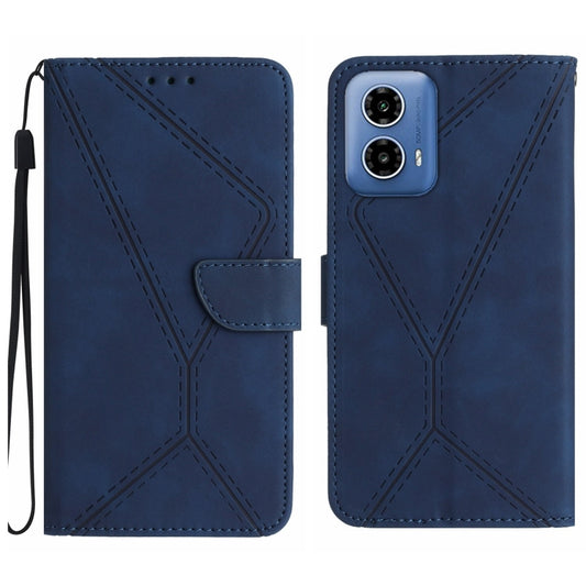 For Motorola Edge 5G 2024 Stitching Embossed Leather Phone Case(Blue) - Motorola Cases by buy2fix | Online Shopping UK | buy2fix